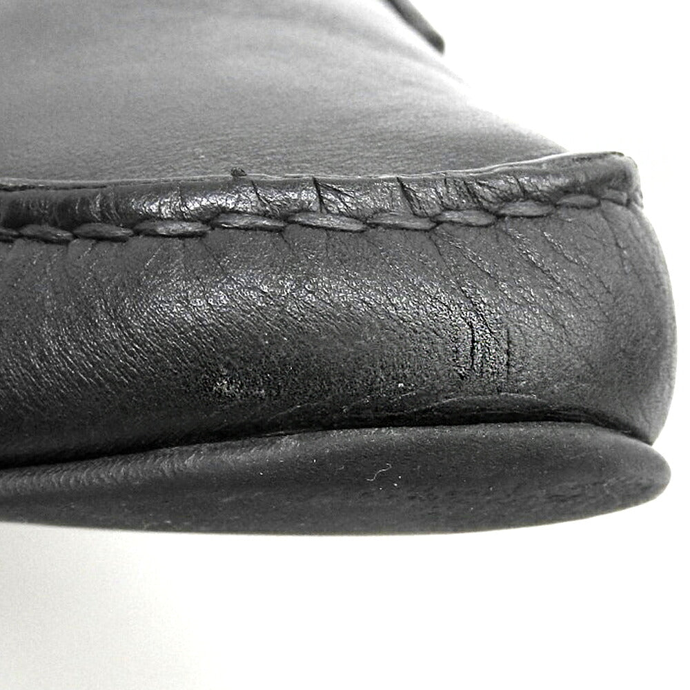 HERMES Irving Leather Moccasin Slip-Ons Black Size 40.5