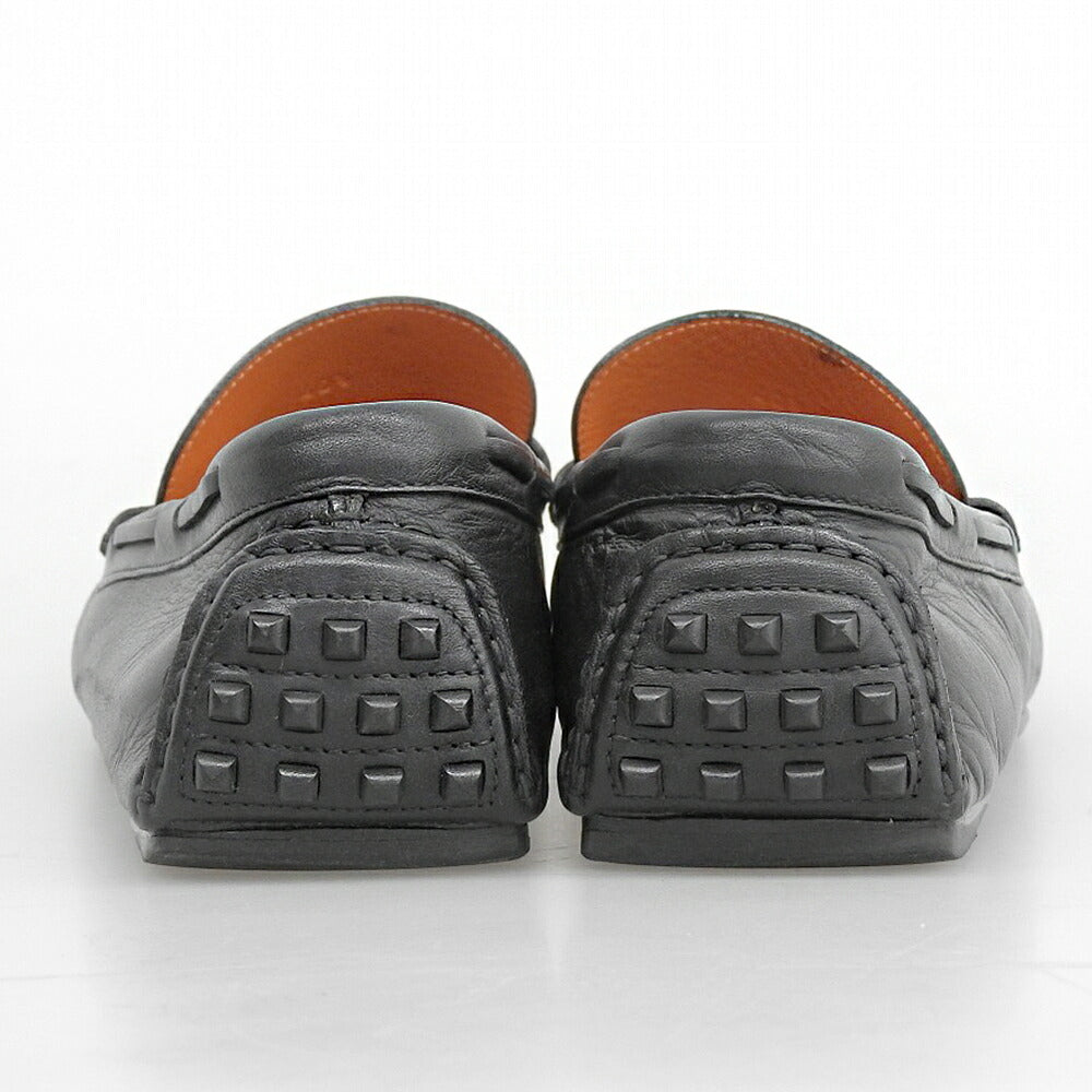 HERMES Irving Leather Moccasin Slip-Ons Black Size 40.5
