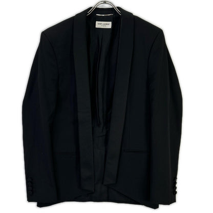 SAINT LAURENT PARIS Black Wool Shawl Collar Blazer Size 46