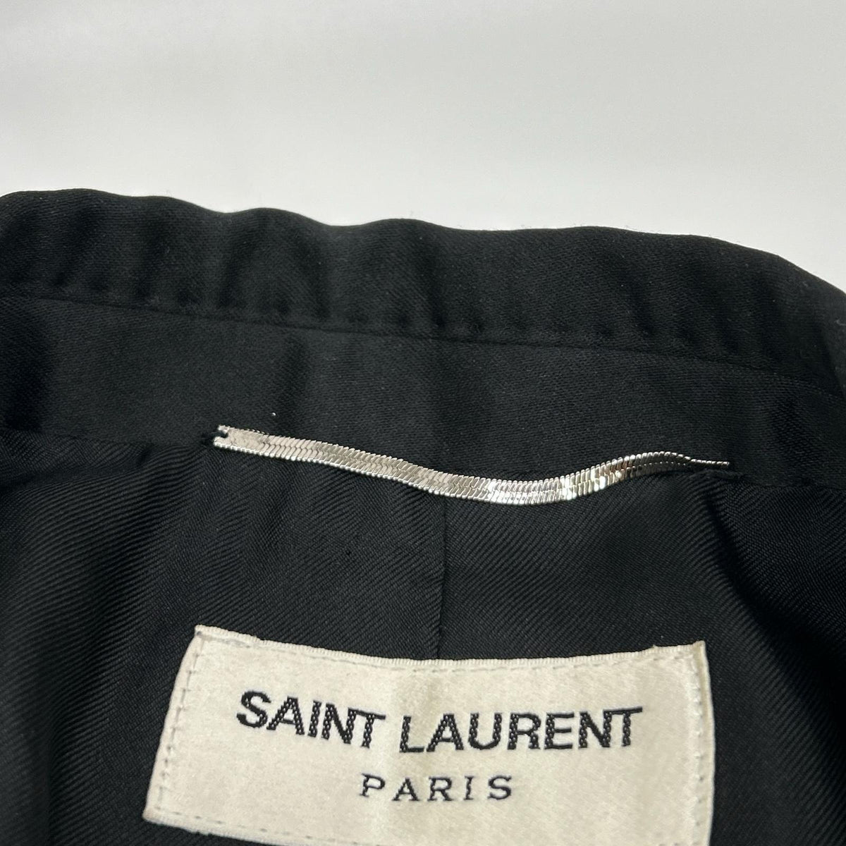 SAINT LAURENT PARIS Black Wool Shawl Collar Blazer Size 46
