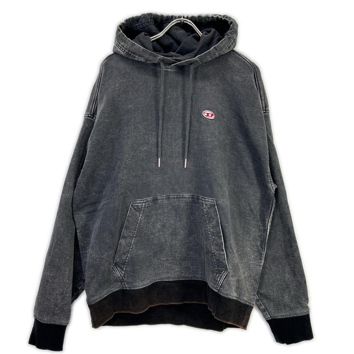 DIESEL D-UM-RIB-NE Jogg Jeans Pullover Hoodie Black Size M