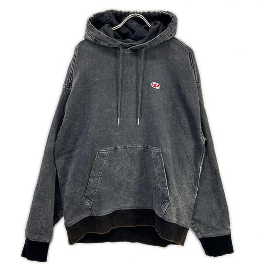 DIESEL D-UM-RIB-NE Jogg Jeans Pullover Hoodie Black Size M