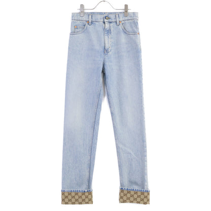 GUCCI 774078 GG Turn-Up Washed Denim Indigo Size 28
