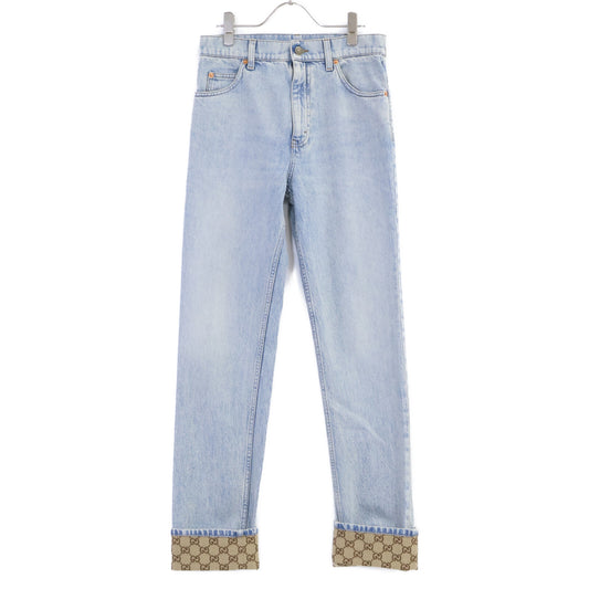 GUCCI 774078 GG Turn-Up Washed Denim Indigo Size 28