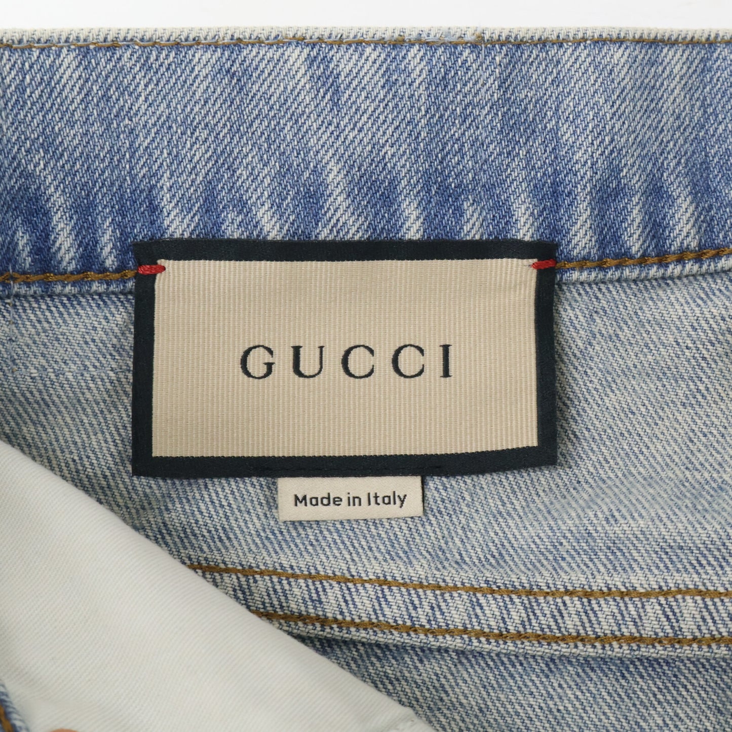 GUCCI 774078 GG Turn-Up Washed Denim Indigo Size 28