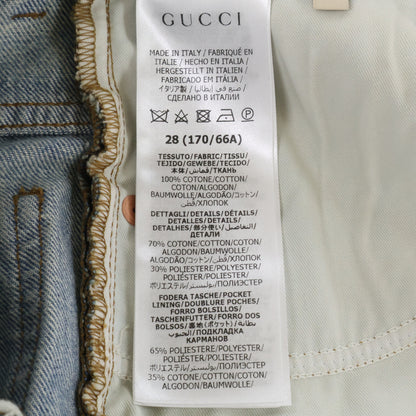 GUCCI 774078 GG Turn-Up Washed Denim Indigo Size 28