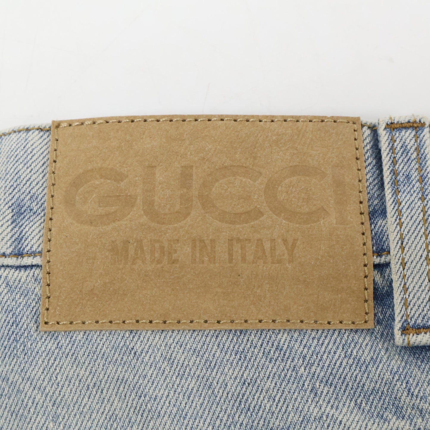 GUCCI 774078 GG Turn-Up Washed Denim Indigo Size 28