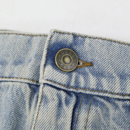 GUCCI 774078 GG Turn-Up Washed Denim Indigo Size 28