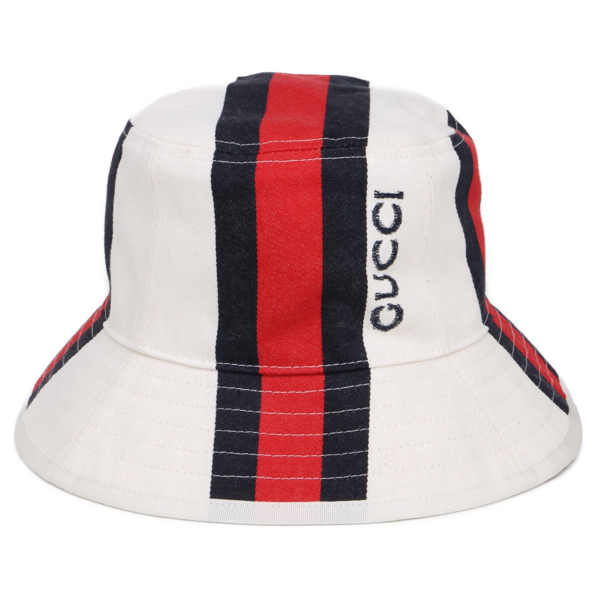 GUCCI 788561 Web Stripe Bucket Hat White Size M