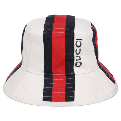 GUCCI 788561 Web Stripe Bucket Hat White Size M