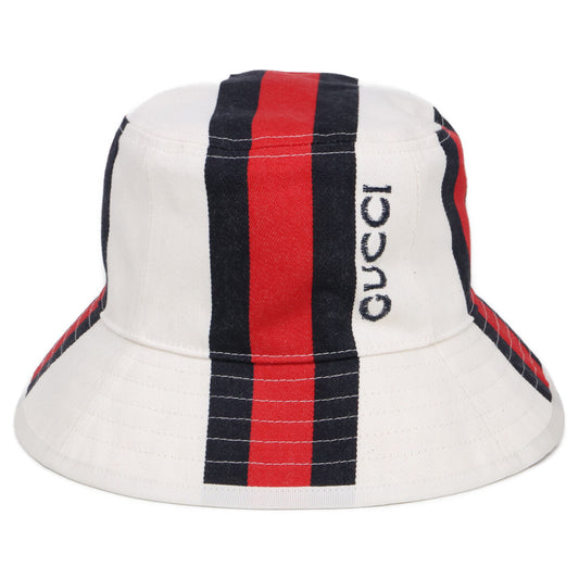 GUCCI 788561 Web Stripe Bucket Hat White Size M