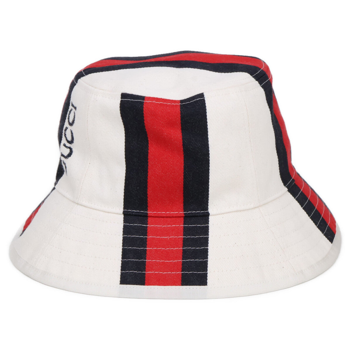 GUCCI 788561 Web Stripe Bucket Hat White Size M