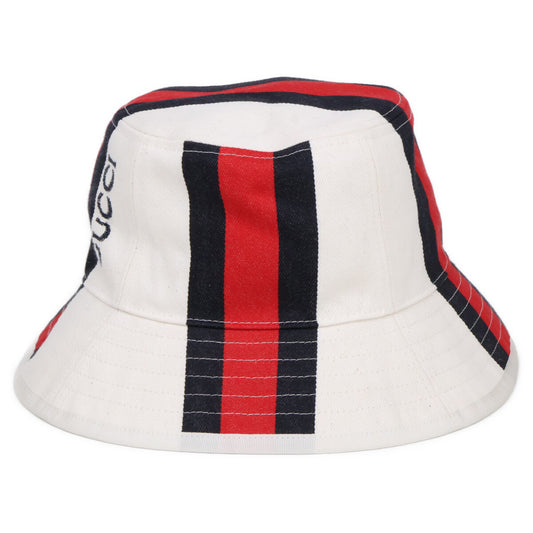 GUCCI 788561 Web Stripe Bucket Hat White Size M