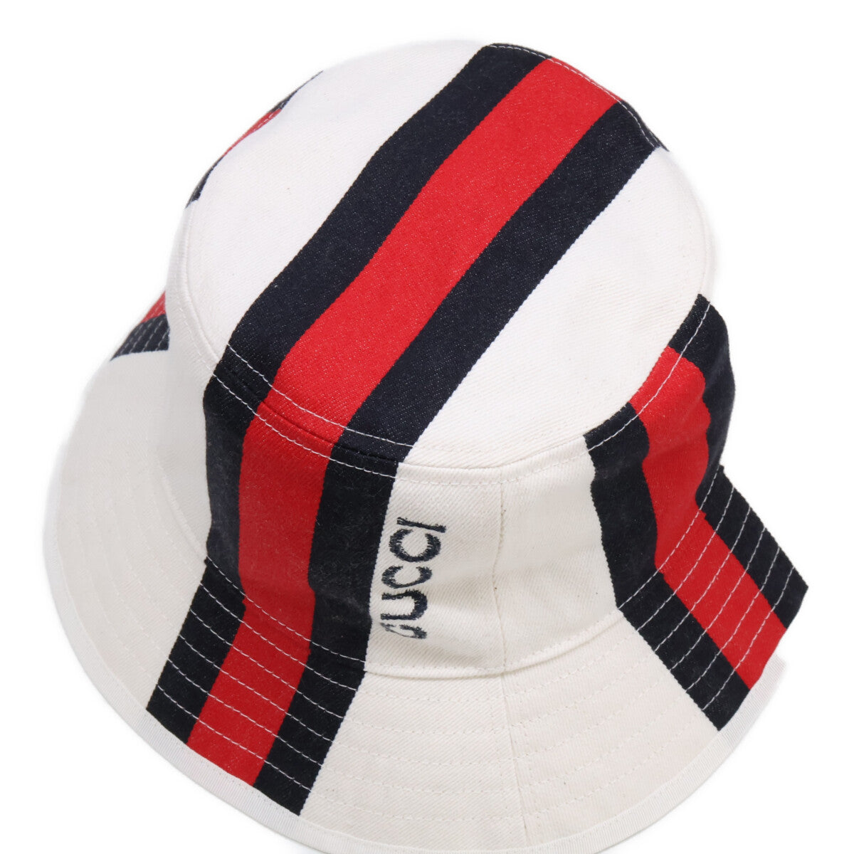 GUCCI 788561 Web Stripe Bucket Hat White Size M