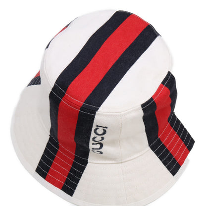 GUCCI 788561 Web Stripe Bucket Hat White Size M