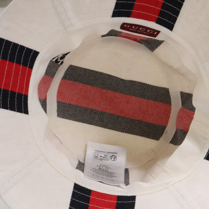 GUCCI 788561 Web Stripe Bucket Hat White Size M