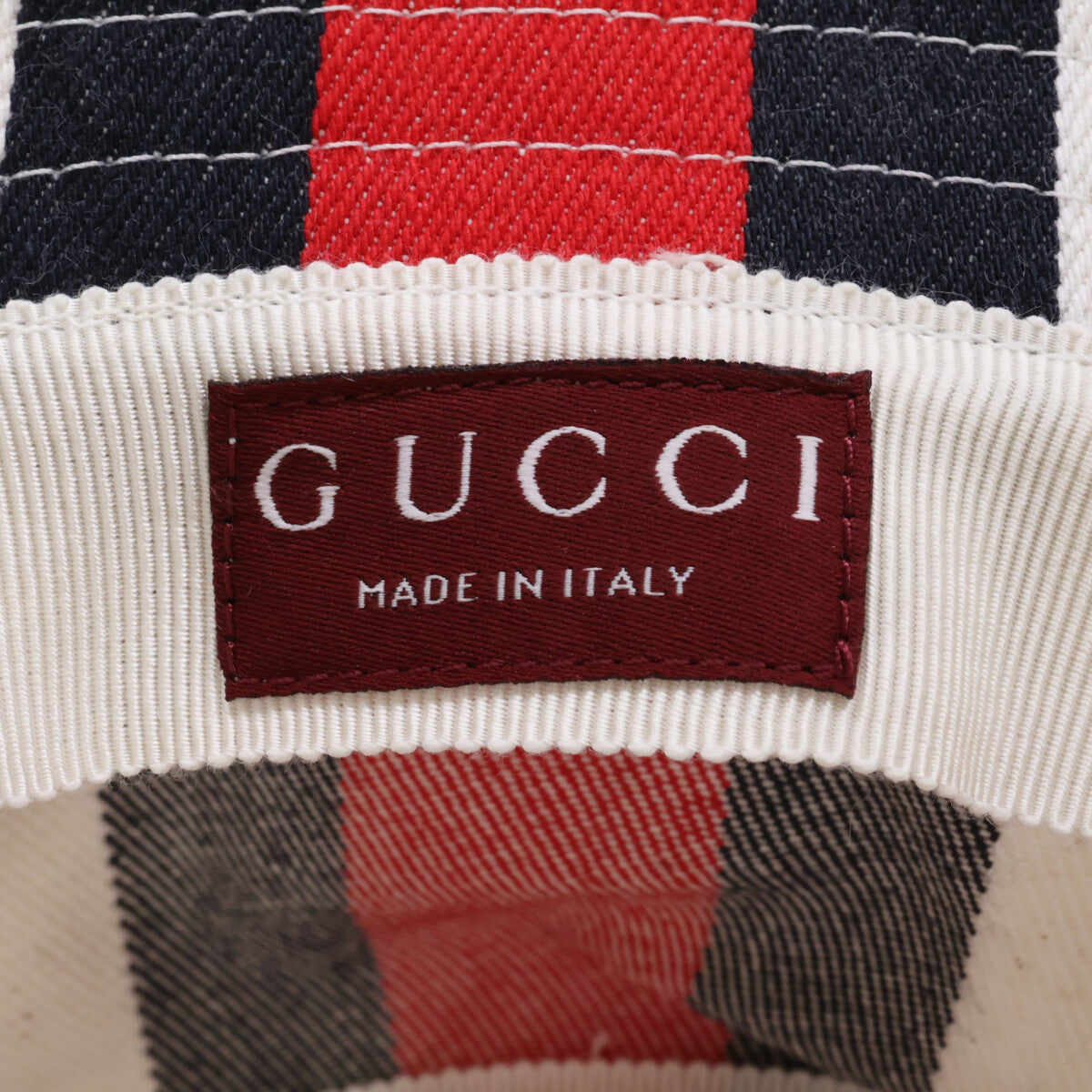 GUCCI 788561 Web Stripe Bucket Hat White Size M