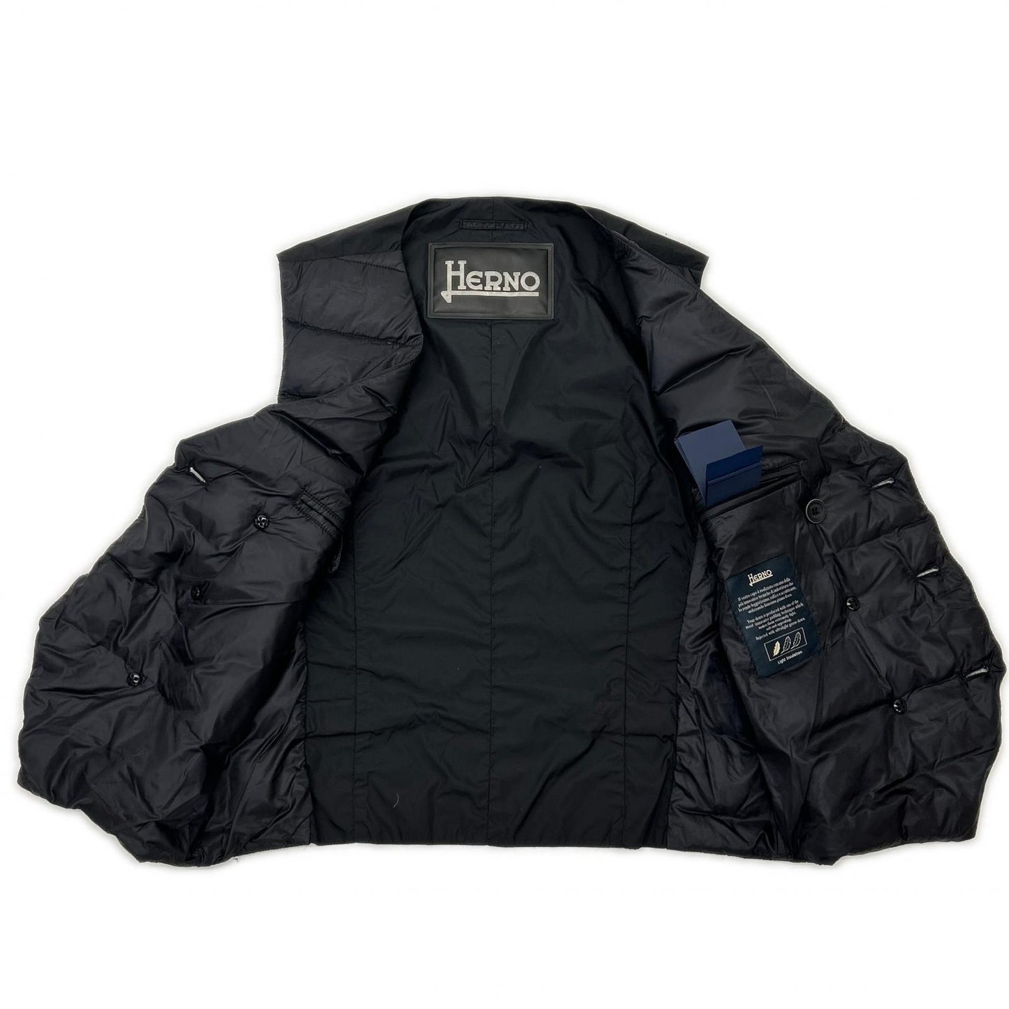 HERNO Legend Line Nylon Down Vest Dark Navy Size 44