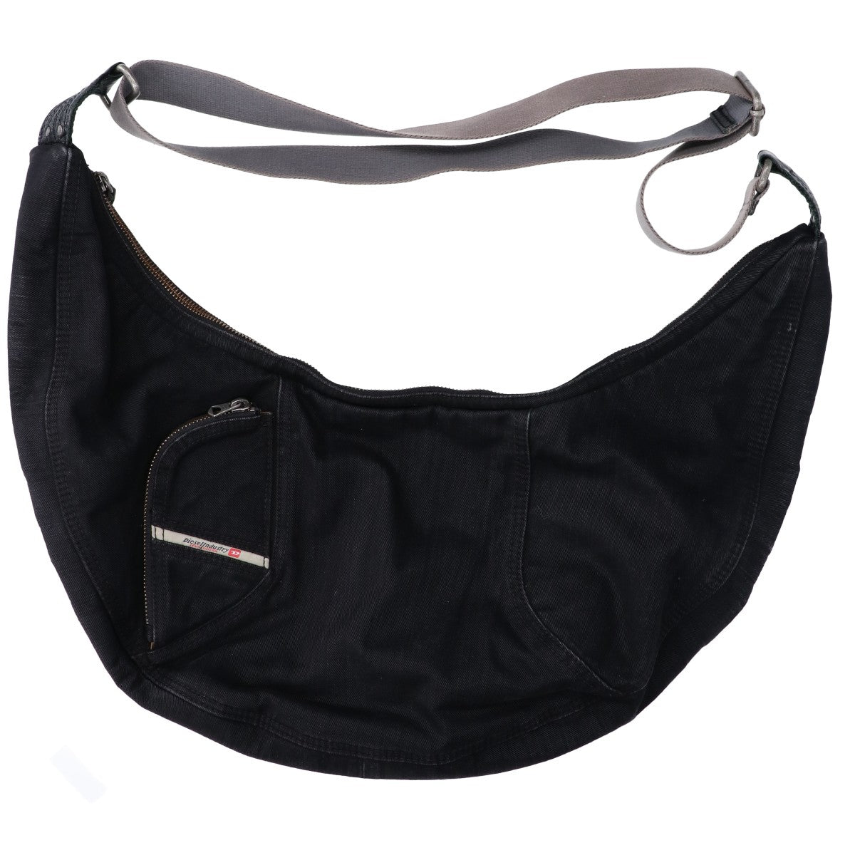 DIESEL 00s Archive Half Moon Denim Shoulder Bag Black