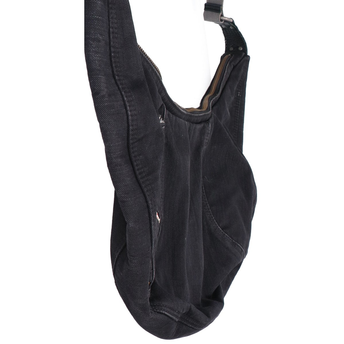DIESEL 00s Archive Half Moon Denim Shoulder Bag Black