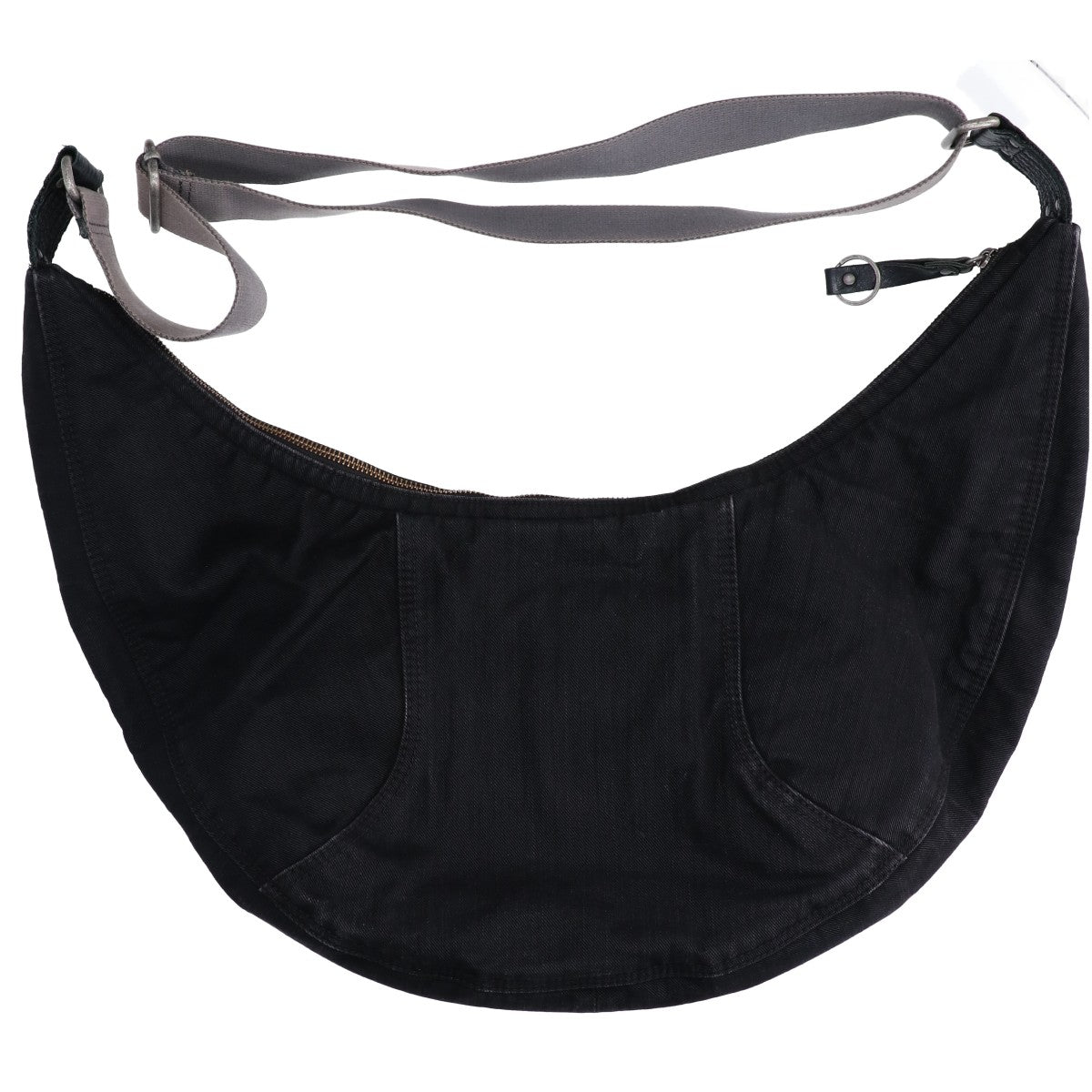 DIESEL 00s Archive Half Moon Denim Shoulder Bag Black