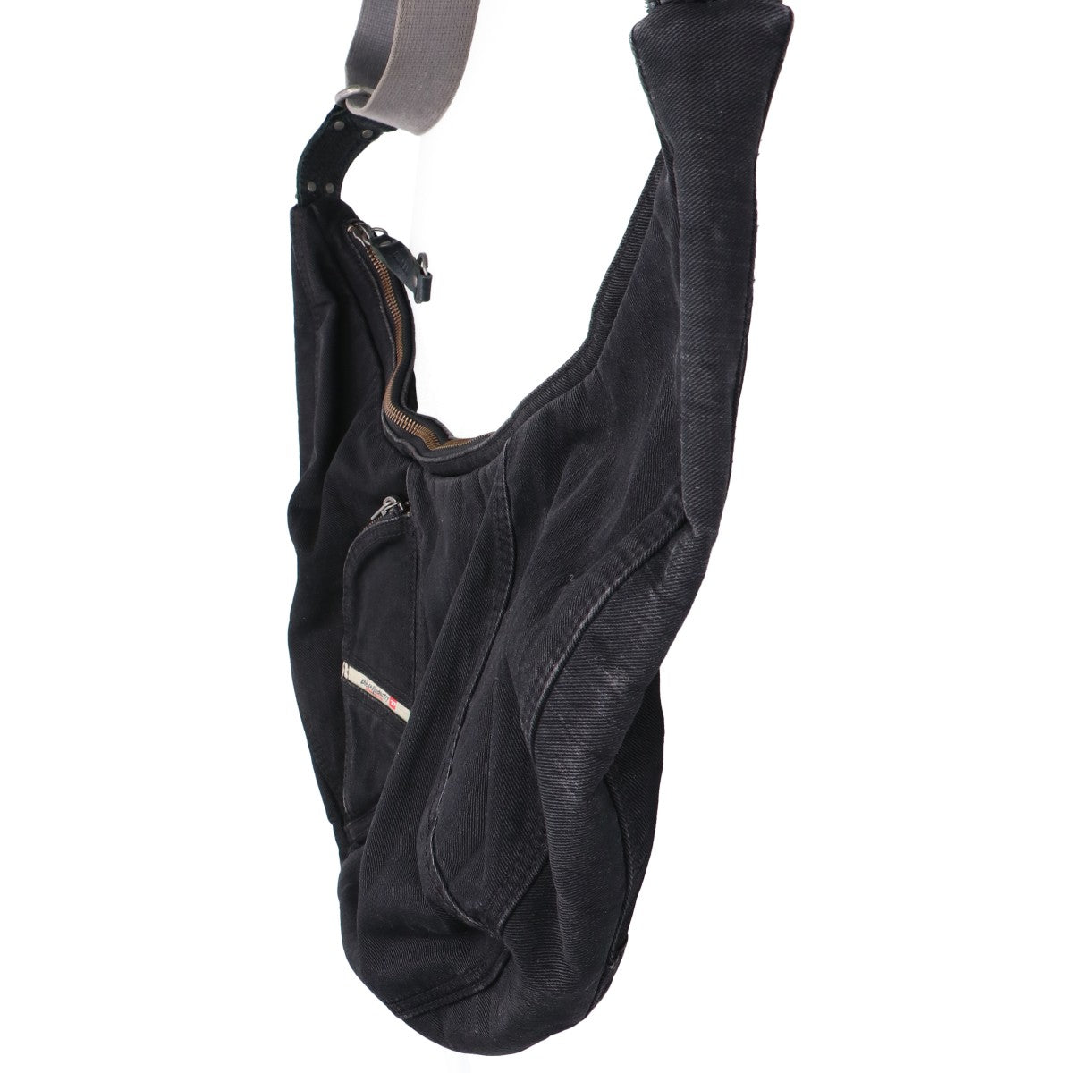 DIESEL 00s Archive Half Moon Denim Shoulder Bag Black