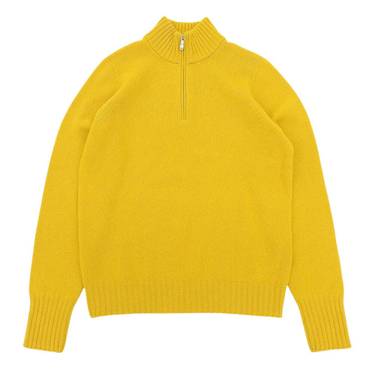 Drumohr Half-Zip Wool Knit Pullover Yellow Size 48