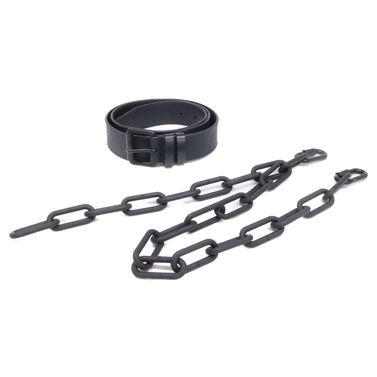 LOUIS VUITTON Black Signature Chain 35MM Belt Size 90/36