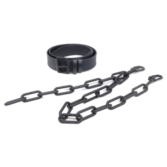 LOUIS VUITTON Black Signature Chain 35MM Belt Size 90/36