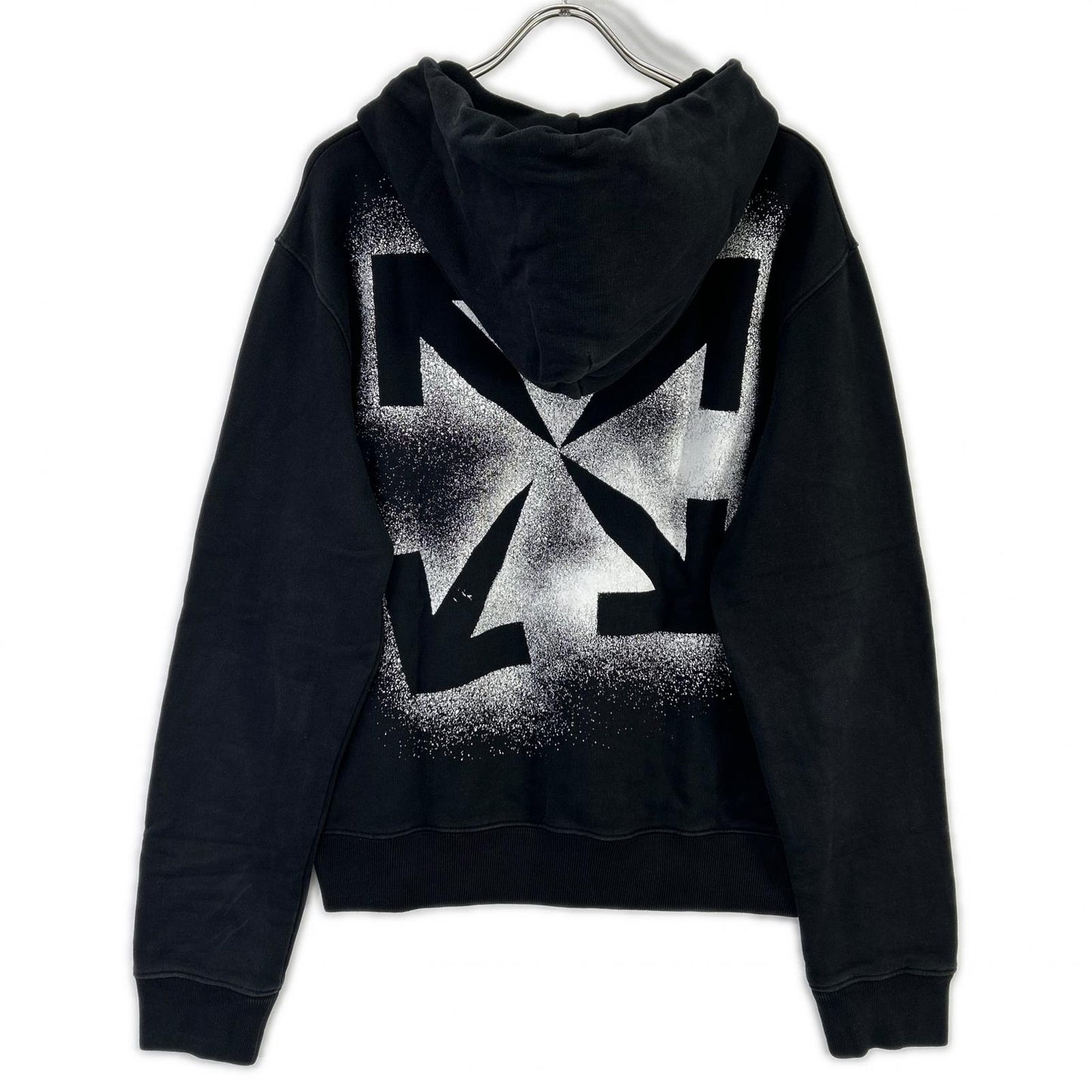 OFF-WHITE Black Back Logo Print Cotton Hoodie Size M