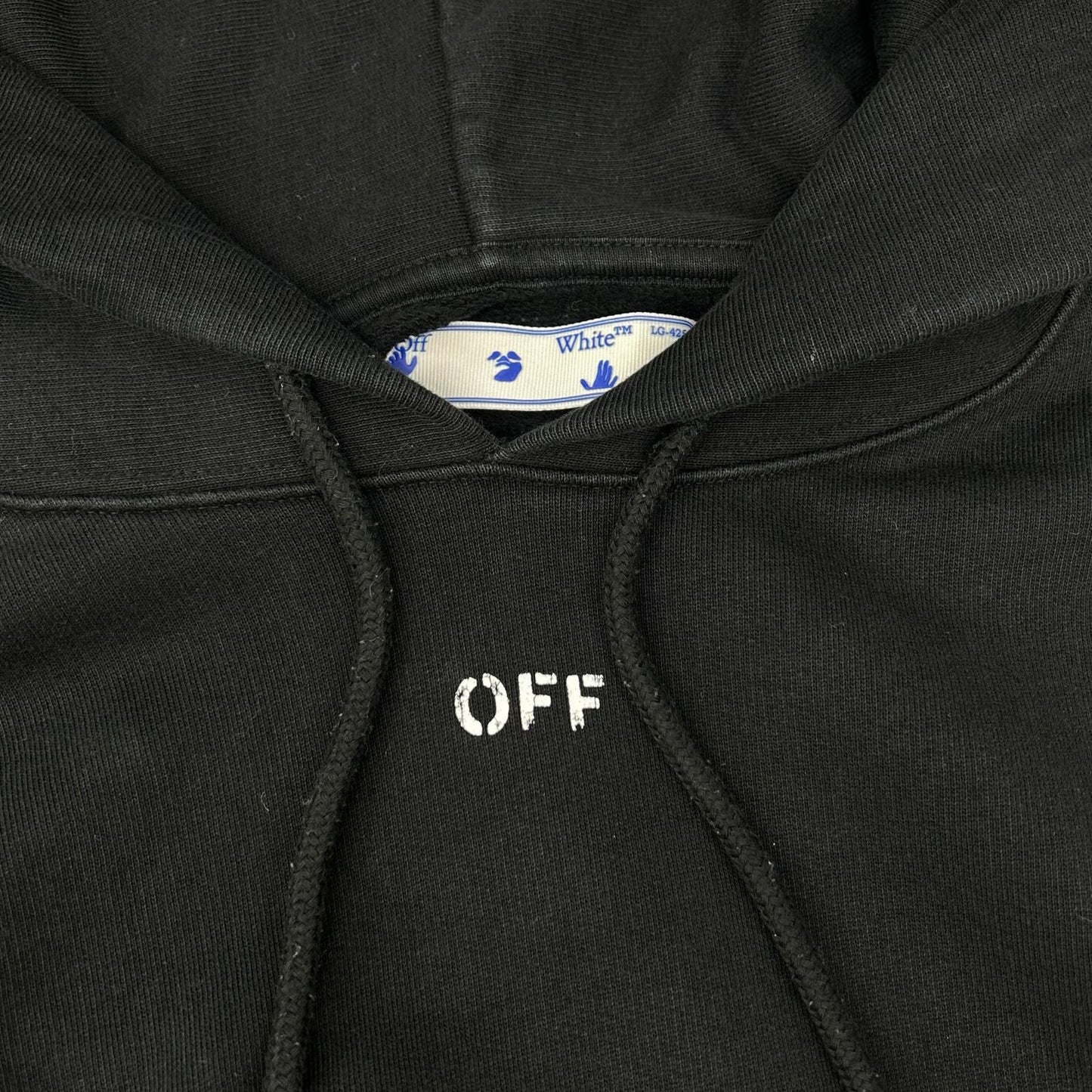 OFF-WHITE Black Back Logo Print Cotton Hoodie Size M