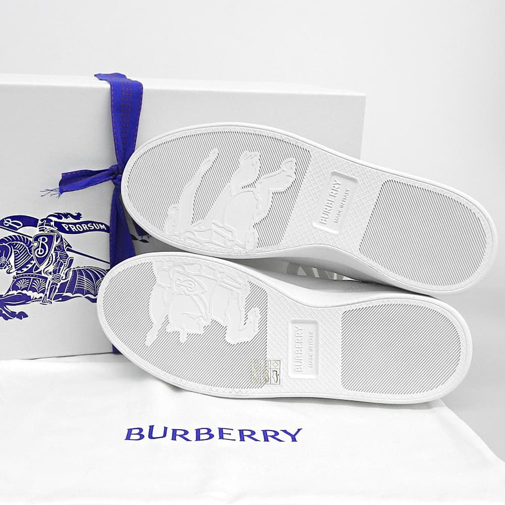BURBERRY White Leather Low Top Sneakers Size EU 41