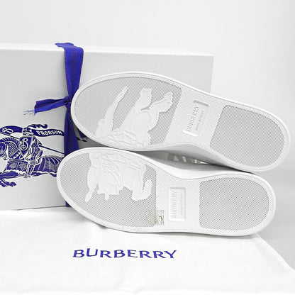 BURBERRY White Leather Low Top Sneakers Size EU 41