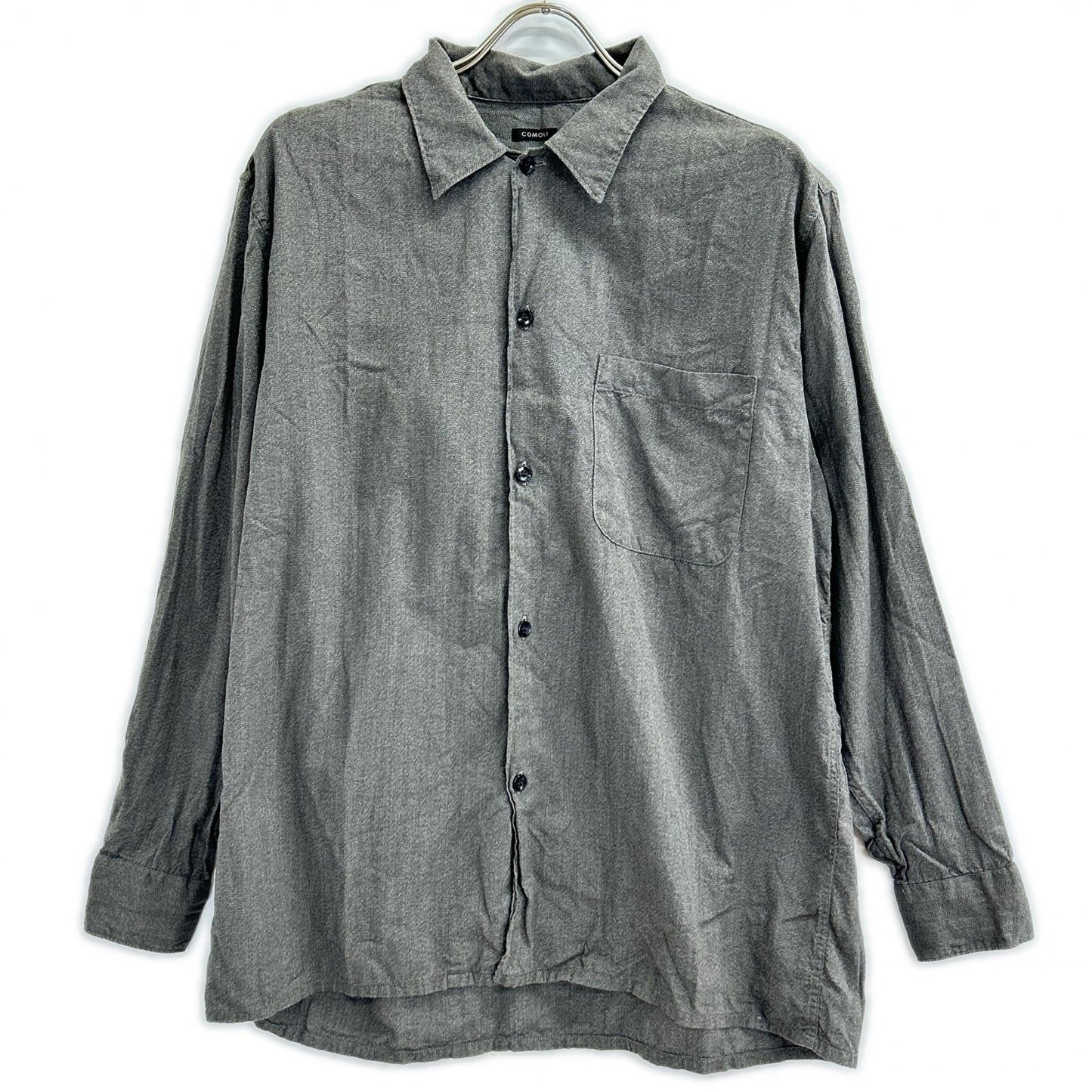 COMOLI 22SS Cotton Twisted Yarn Open Shirt Charcoal Size 2