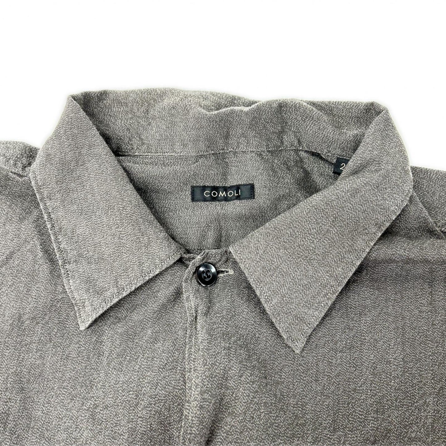 COMOLI 22SS Cotton Twisted Yarn Open Shirt Charcoal Size 2