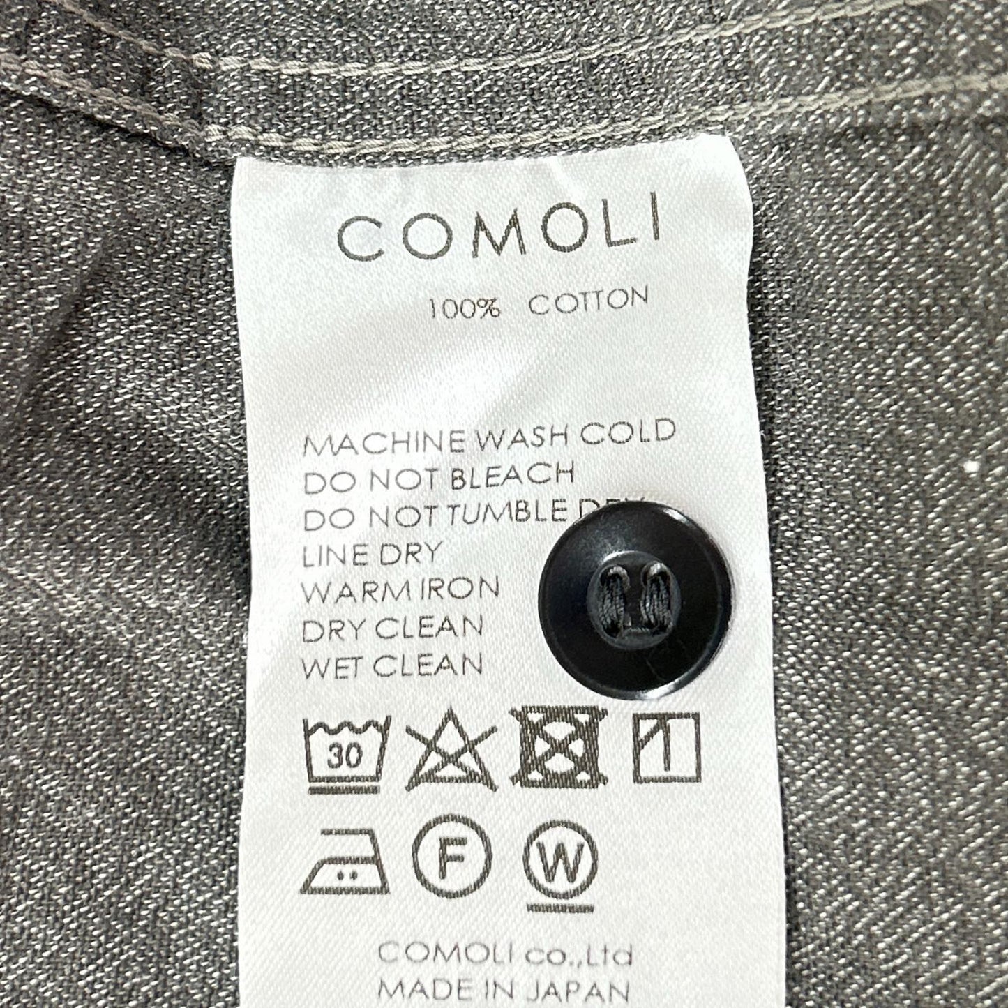 COMOLI 22SS Cotton Twisted Yarn Open Shirt Charcoal Size 2