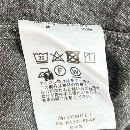 COMOLI 22SS Cotton Twisted Yarn Open Shirt Charcoal Size 2