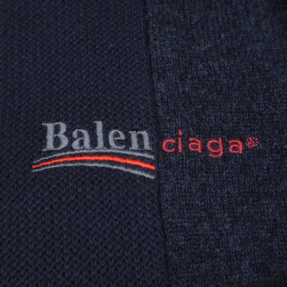 BALENCIAGA Striped Fringed V-Neck Wool Knit Sweater Size XS