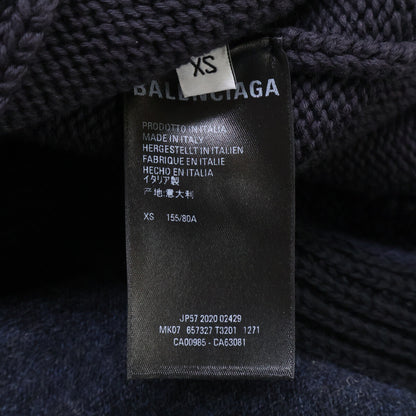 BALENCIAGA Striped Fringed V-Neck Wool Knit Sweater Size XS