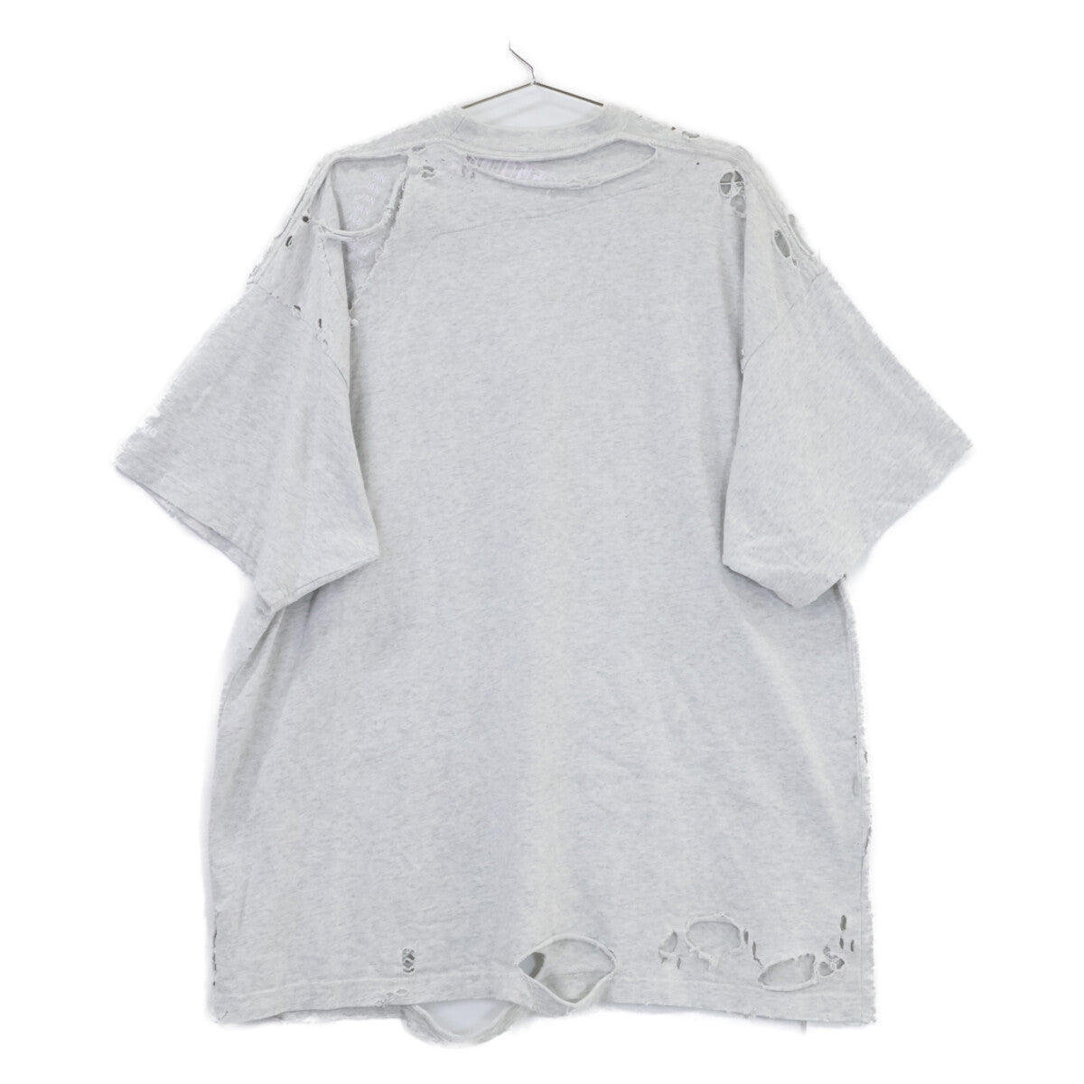 BALENCIAGA Distressed Cotton T-Shirt Gray Size L