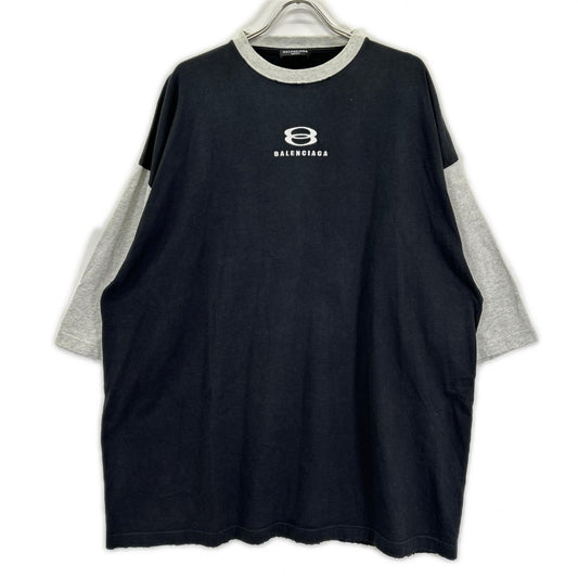 BALENCIAGA 21SS Logo Embroidery UNITY T-Shirt Black Size 3