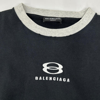BALENCIAGA 21SS Logo Embroidery UNITY T-Shirt Black Size 3