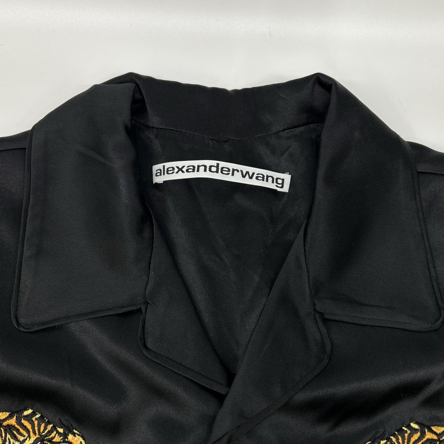 ALEXANDER WANG Silk Charmeuse Embroidered Shirt Size XS