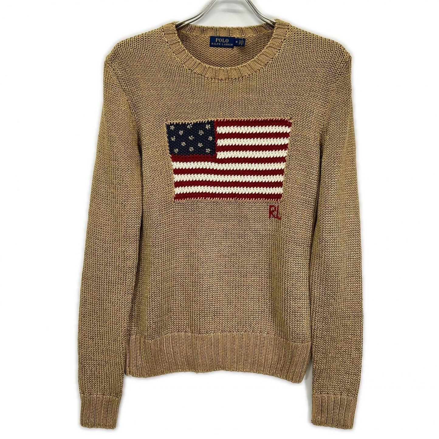POLObyRalphLauren Gold Flag Knit Sweater Polo Size M
