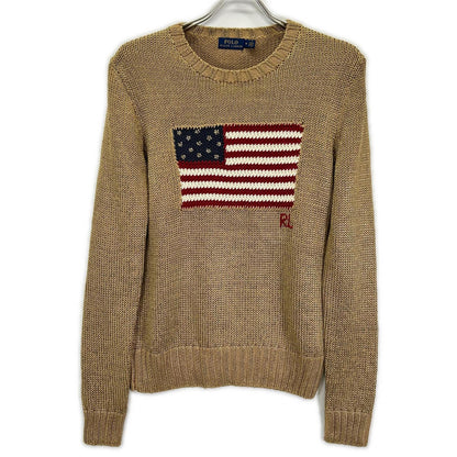 POLObyRalphLauren Gold Flag Knit Sweater Polo Size M