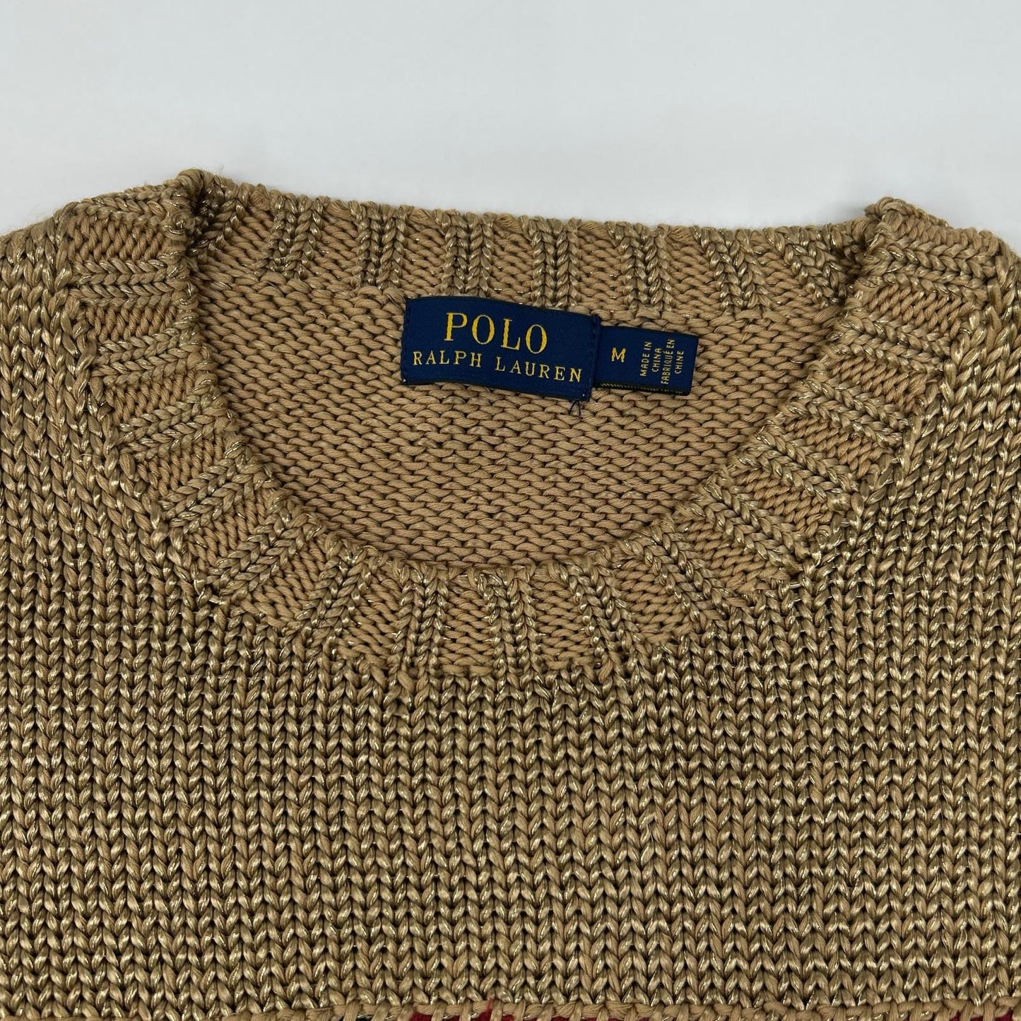 POLObyRalphLauren Gold Flag Knit Sweater Polo Size M