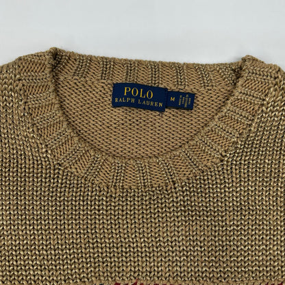 POLObyRalphLauren Gold Flag Knit Sweater Polo Size M