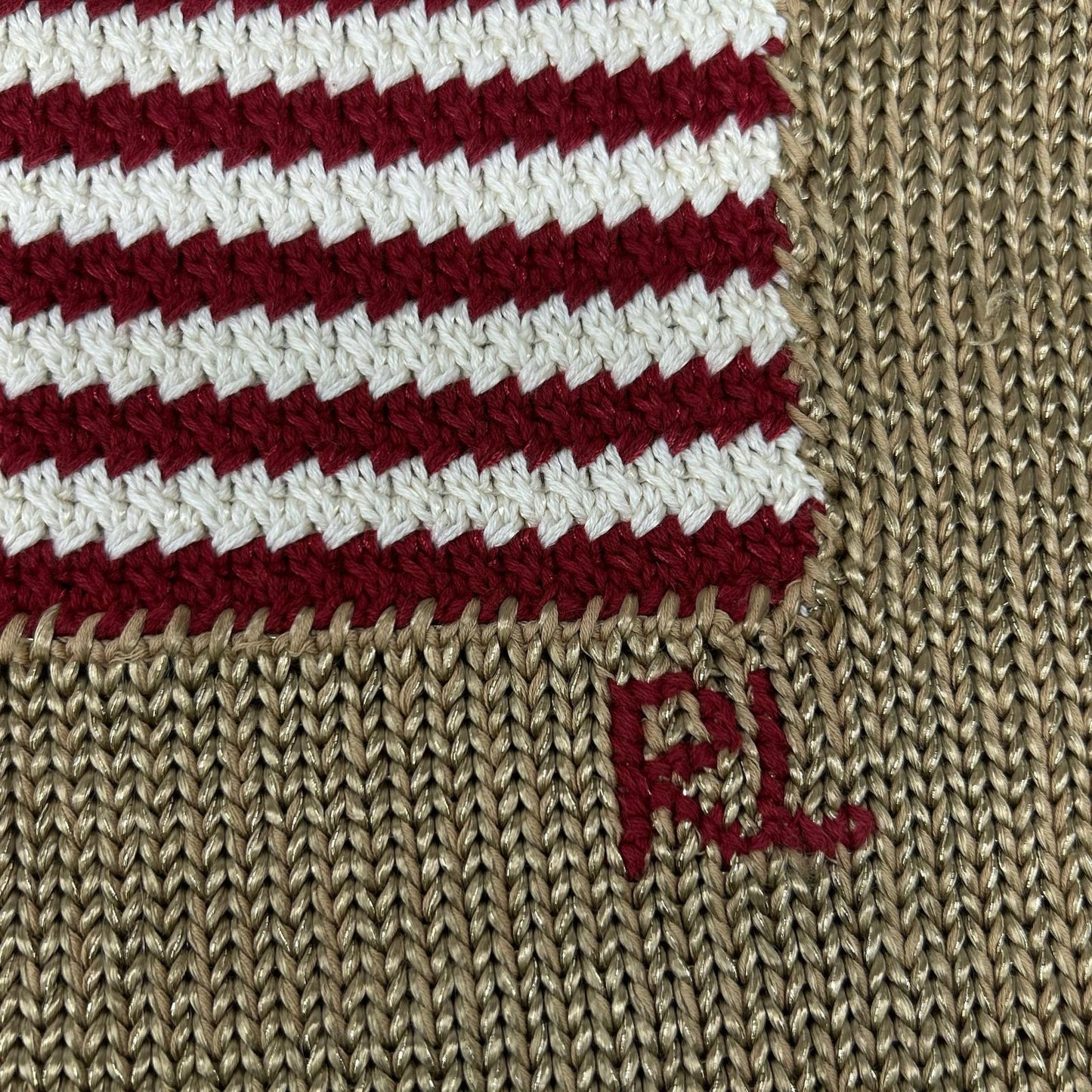 POLObyRalphLauren Gold Flag Knit Sweater Polo Size M