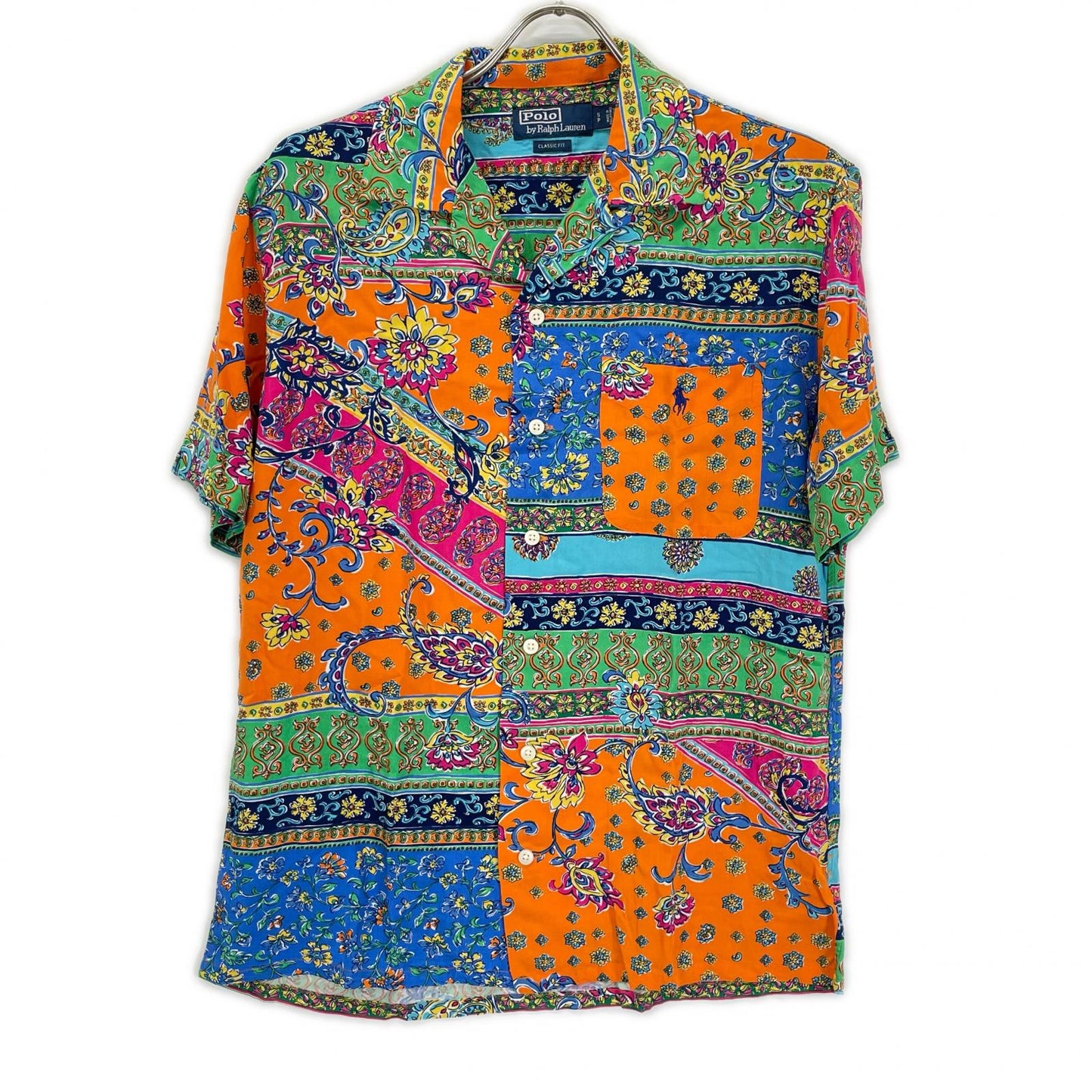 POLObyRalphLauren Patchwork Multicolor SS Band Shirt Polo Size S