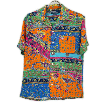 POLObyRalphLauren Patchwork Multicolor SS Band Shirt Polo Size S